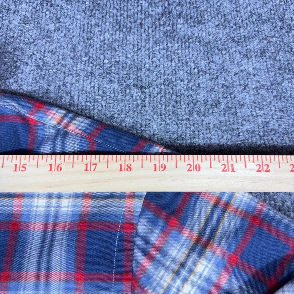 Polo Ralph Lauren Mens Plaid Button Down Shirt Red White Blue Cotton Large